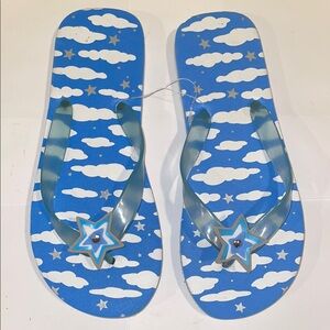 Starry Blue and White Flip Flops Medium NWT